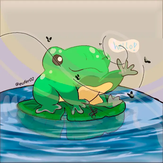 The frog saying  Hello